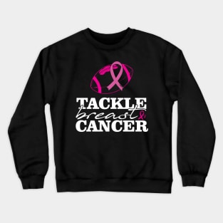 Tackle Breast Cancer Football Pink Ribbon Heart Love Crewneck Sweatshirt